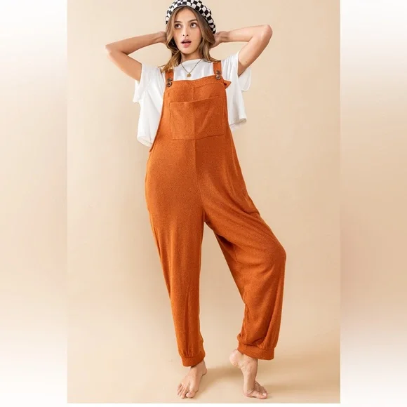 Solid Adjustable Strap Sweater Jumpsuit - Picture 2 of 6